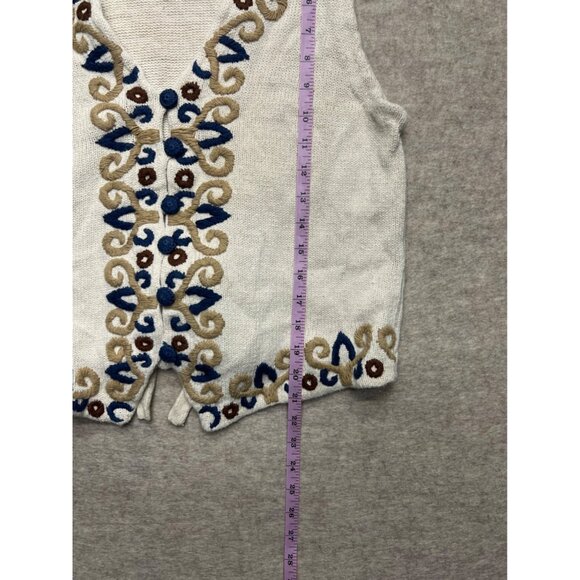 Vintage 90s Christina Knit Sweater Vest Boho Cottage Retro Western Medium - Picture 7 of 7